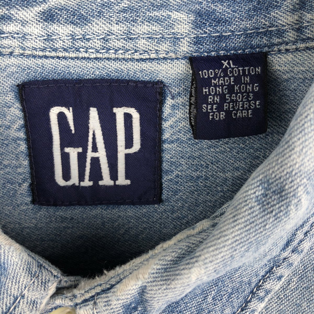 90'S GAP Vintage Long Sleeve Button-Down Denim Shirt, Men's XL cotton Blue type light blue Vintage Second Hand