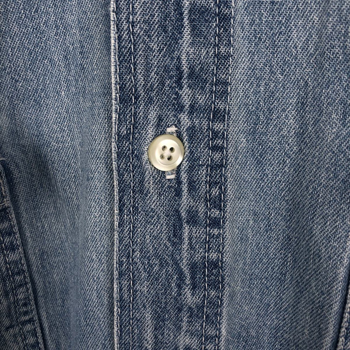 90'S GAP Vintage Long Sleeve Button-Down Denim Shirt, Men's XL cotton Blue type light blue Vintage Second Hand