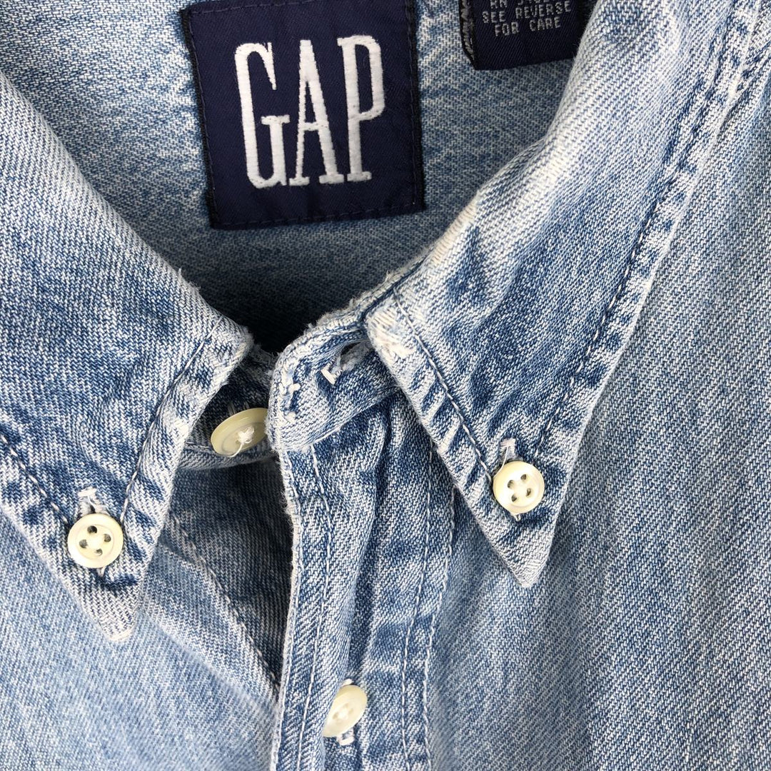 90'S GAP Vintage Long Sleeve Button-Down Denim Shirt, Men's XL cotton Blue type light blue Vintage Second Hand