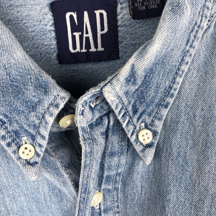 90'S GAP Vintage Long Sleeve Button-Down Denim Shirt, Men's XL cotton Blue type light blue Vintage Second Hand