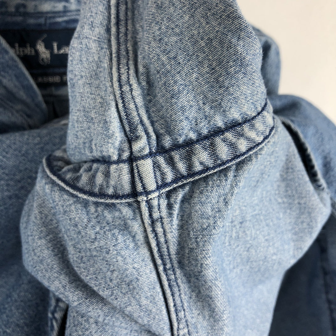 Ralph Lauren CLASSIC FIT Long-Sleeve Button-Down Denim Shirt, Men's Size XL (approx.) cotton blue type Vintage Second Hand