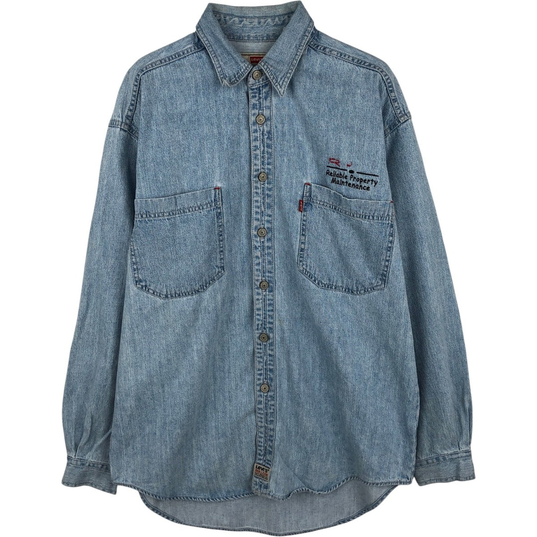 Levi's long-sleeved denim shirt, men's size M cotton Blue type light blue Vintage Second Hand