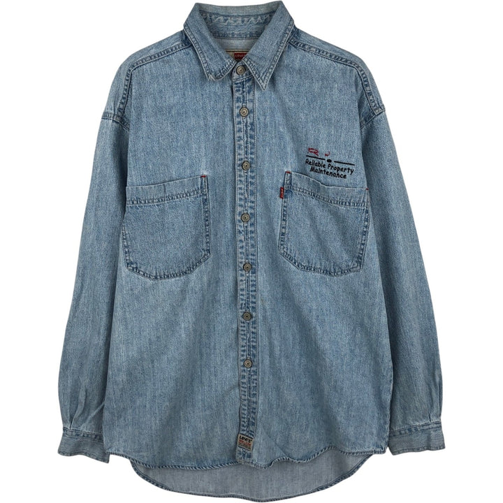 Levi's long-sleeved denim shirt, men's size M cotton Blue type light blue Vintage Second Hand
