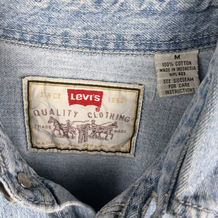 Levi's long-sleeved denim shirt, men's size M cotton Blue type light blue Vintage Second Hand