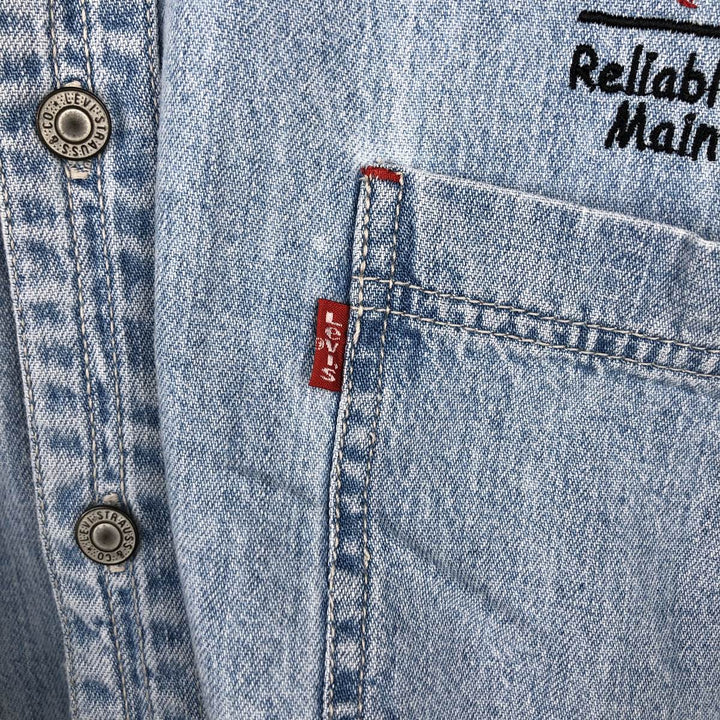 Levi's long-sleeved denim shirt, men's size M cotton Blue type light blue Vintage Second Hand