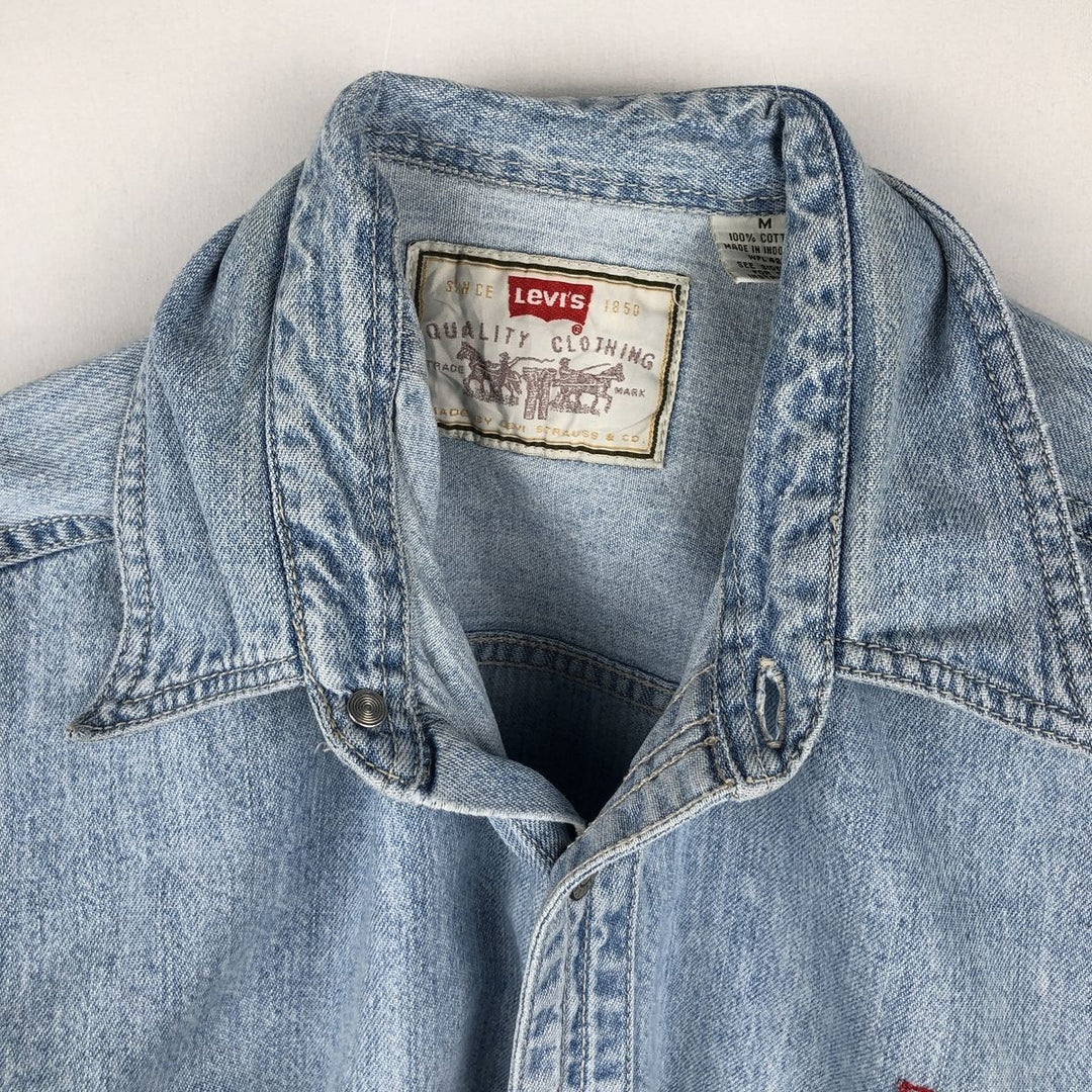Levi's long-sleeved denim shirt, men's size M cotton Blue type light blue Vintage Second Hand
