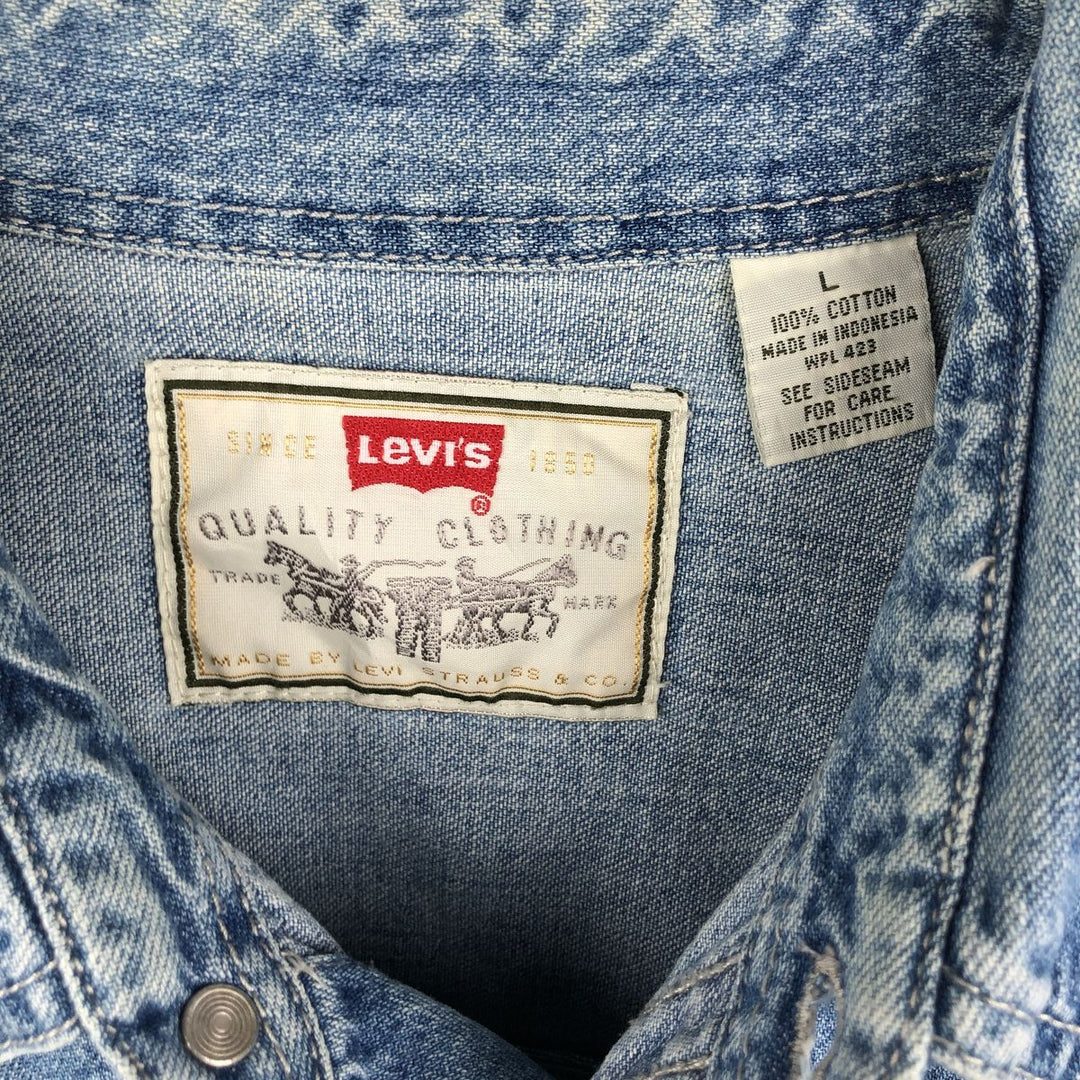 90'S Levi's Long-Sleeve Denim Shirt, Made in Indonesia, Men's Size L (Equivalent), Vintage cotton blue type Vintage Second Hand