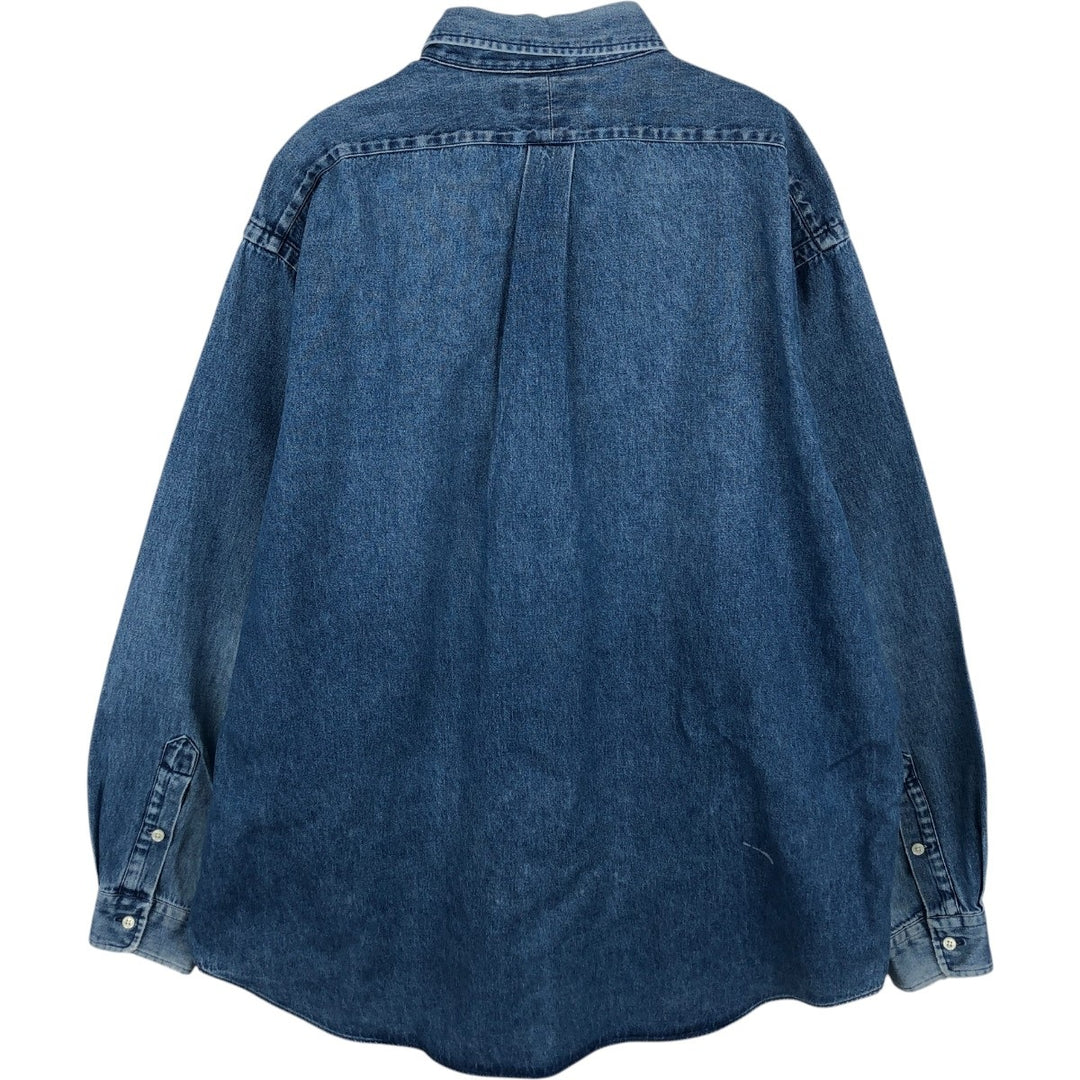 Ralph Lauren long sleeve button down denim shirt, men's XL size cotton blue type Vintage Second Hand