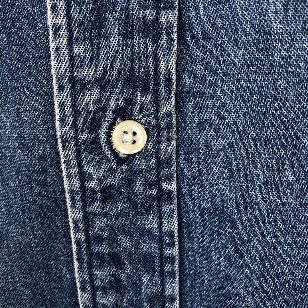 Ralph Lauren long sleeve button down denim shirt, men's XL size cotton blue type Vintage Second Hand