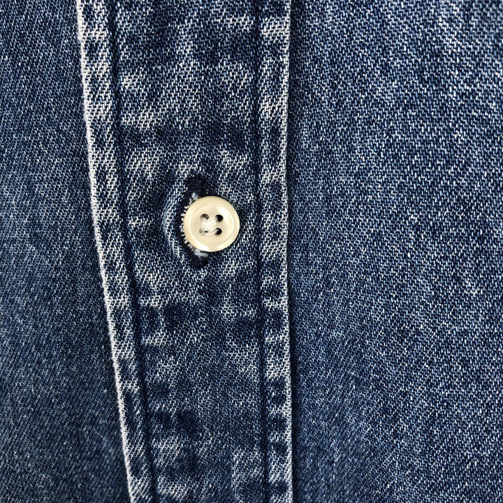 Ralph Lauren long sleeve button down denim shirt, men's XL size cotton blue type Vintage Second Hand