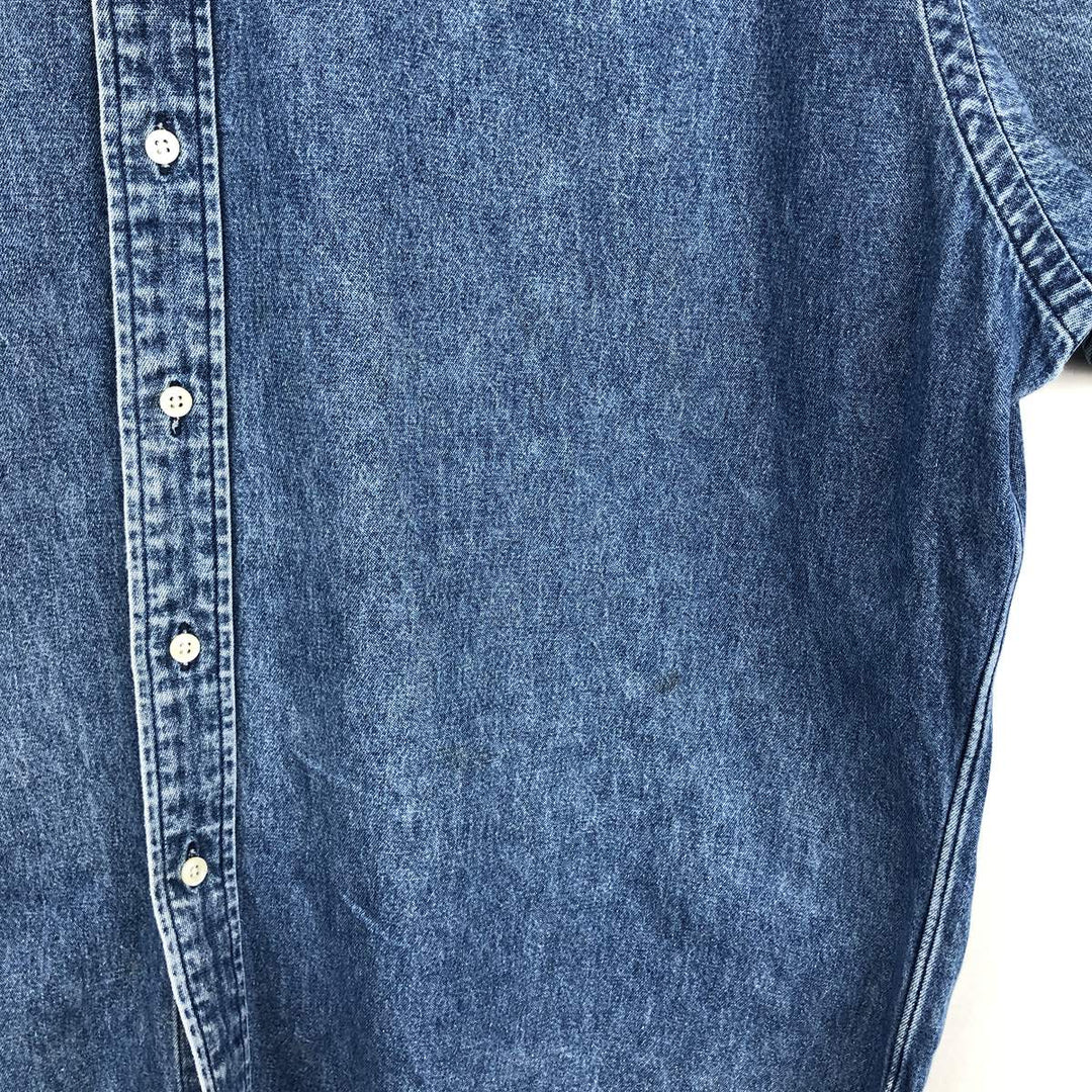 Ralph Lauren long sleeve button down denim shirt, men's XL size cotton blue type Vintage Second Hand