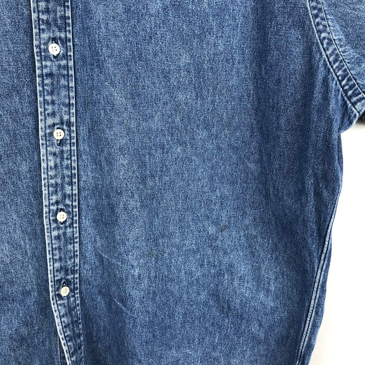 Ralph Lauren long sleeve button down denim shirt, men's XL size cotton blue type Vintage Second Hand