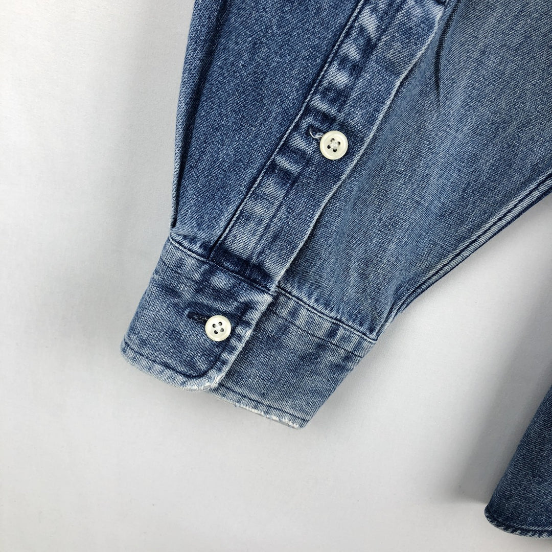 Ralph Lauren long sleeve button down denim shirt, men's XL size cotton blue type Vintage Second Hand
