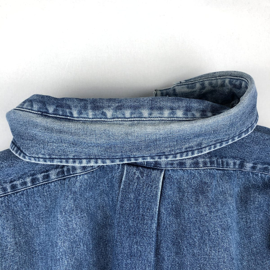 Ralph Lauren long sleeve button down denim shirt, men's XL size cotton blue type Vintage Second Hand