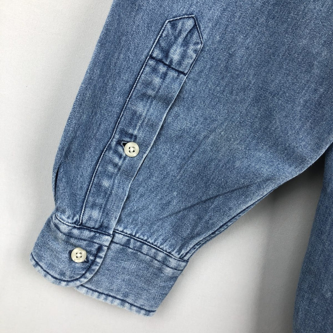 Ralph Lauren POLO SPORT long-sleeved denim shirt, men's size L (approx.) cotton blue type Vintage Second Hand