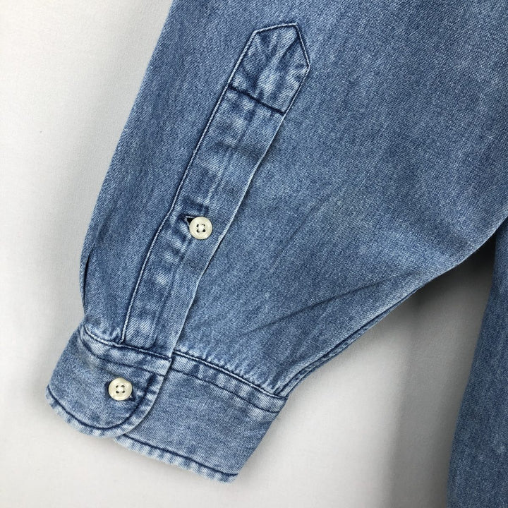 Ralph Lauren POLO SPORT long-sleeved denim shirt, men's size L (approx.) cotton blue type Vintage Second Hand