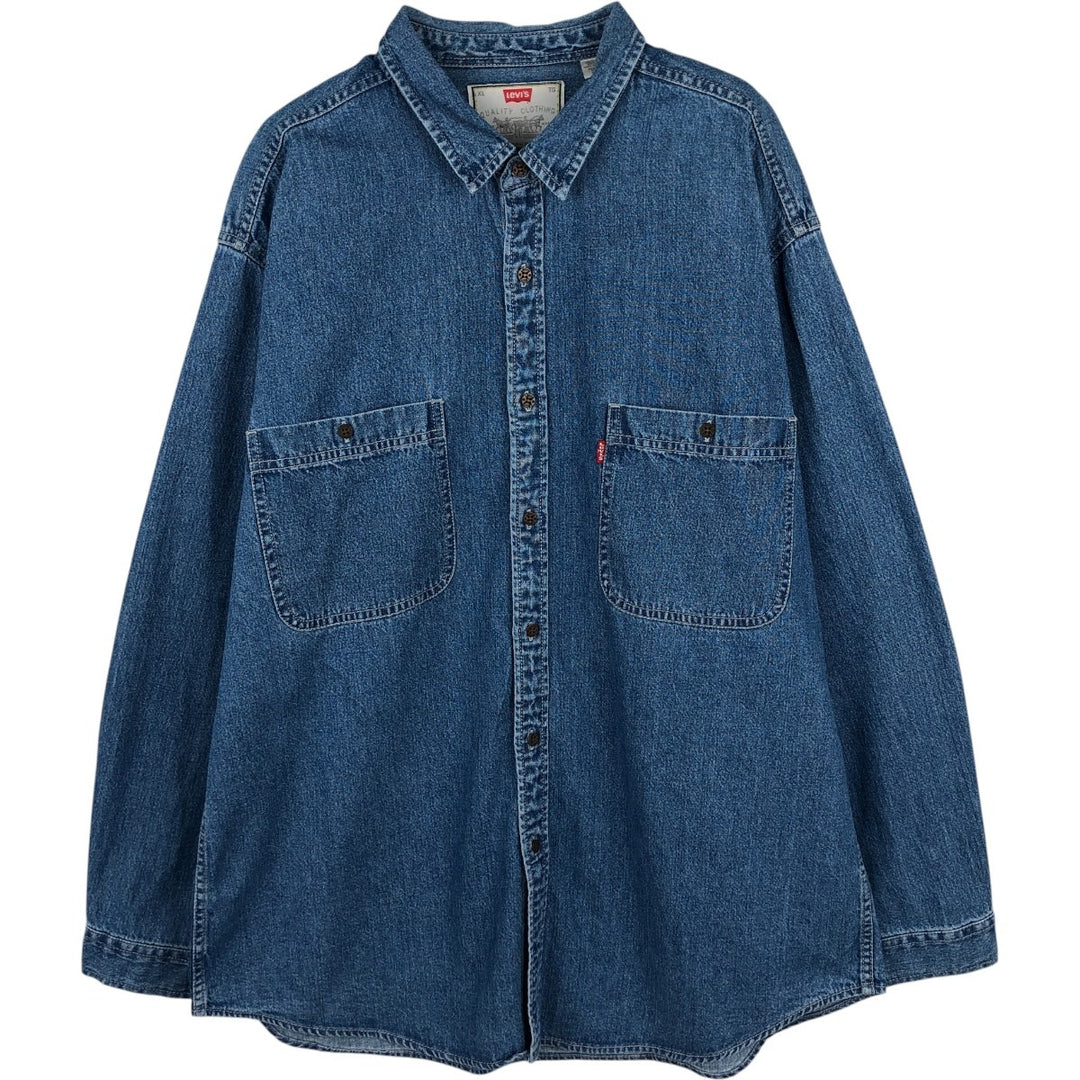 90'S Levi's Long-Sleeve Denim Shirt, Made in Indonesia, Men's Size XL (Equivalent), Vintage cotton blue type Vintage Second Hand