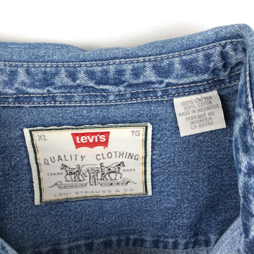 90'S Levi's Long-Sleeve Denim Shirt, Made in Indonesia, Men's Size XL (Equivalent), Vintage cotton blue type Vintage Second Hand