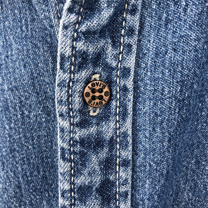 90'S Levi's Long-Sleeve Denim Shirt, Made in Indonesia, Men's Size XL (Equivalent), Vintage cotton blue type Vintage Second Hand