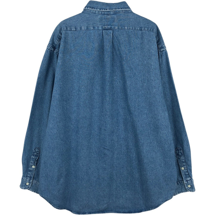Ralph Lauren BLAKE Long-Sleeve Button-Down Denim Shirt, Men's Size XL (approx.) cotton blue type Vintage Second Hand