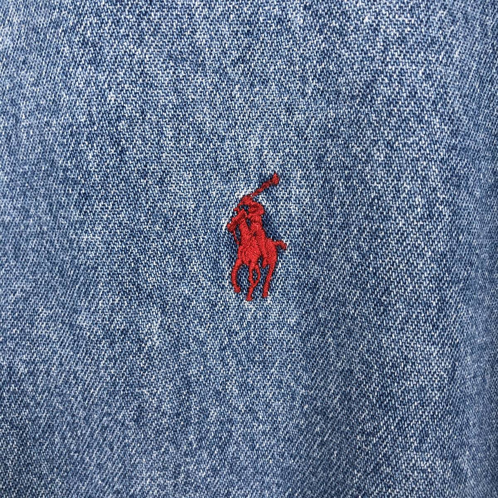 Ralph Lauren BLAKE Long-Sleeve Button-Down Denim Shirt, Men's Size XL (approx.) cotton blue type Vintage Second Hand