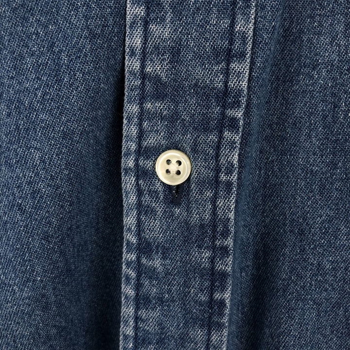 Ralph Lauren BLAKE Long-Sleeve Button-Down Denim Shirt, Men's Size XL (approx.) cotton blue type Vintage Second Hand