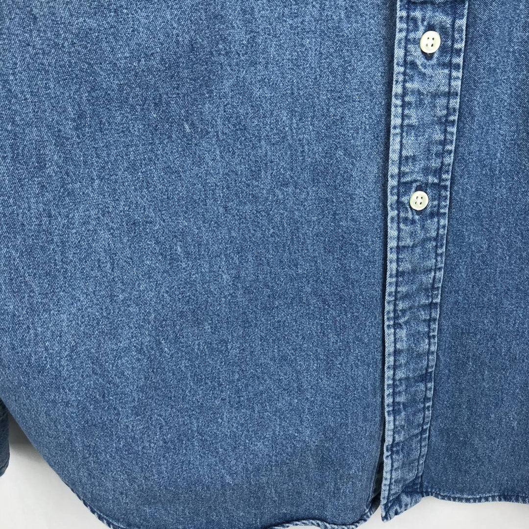 Ralph Lauren BLAKE Long-Sleeve Button-Down Denim Shirt, Men's Size XL (approx.) cotton blue type Vintage Second Hand
