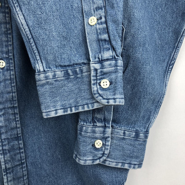 Ralph Lauren BLAKE Long-Sleeve Button-Down Denim Shirt, Men's Size XL (approx.) cotton blue type Vintage Second Hand
