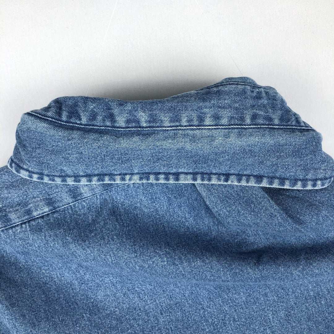 Ralph Lauren BLAKE Long-Sleeve Button-Down Denim Shirt, Men's Size XL (approx.) cotton blue type Vintage Second Hand