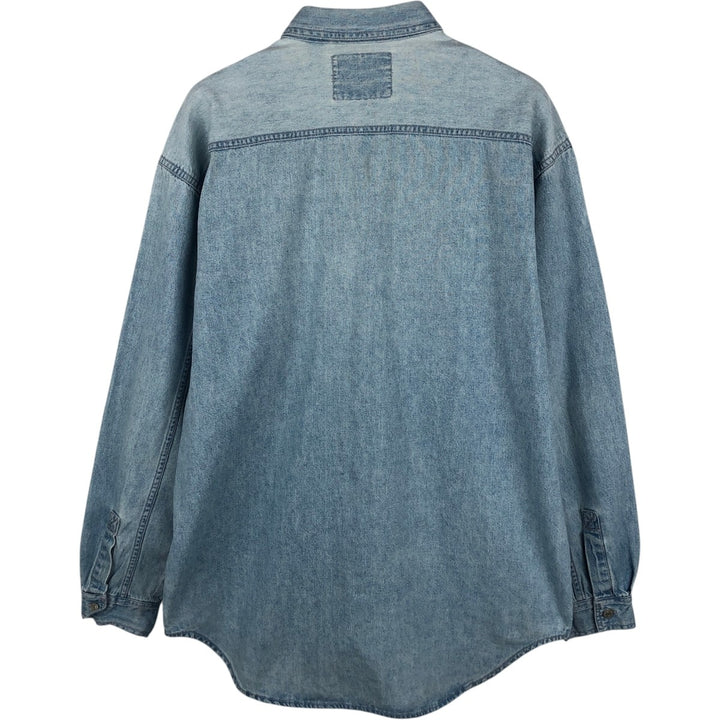 90'S Vintage Levi's Long Sleeve Denim Shirt, Men's Size Medium cotton Blue type light blue Vintage Second Hand