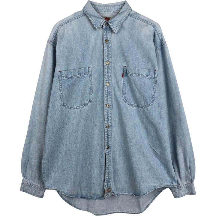 90'S Levi's RED TAB Long-Sleeve Denim Shirt, Men's Size L (approx.), Vintage cotton blue type Vintage Second Hand