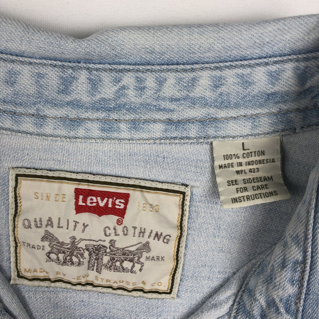 90'S Levi's RED TAB Long-Sleeve Denim Shirt, Men's Size L (approx.), Vintage cotton blue type Vintage Second Hand