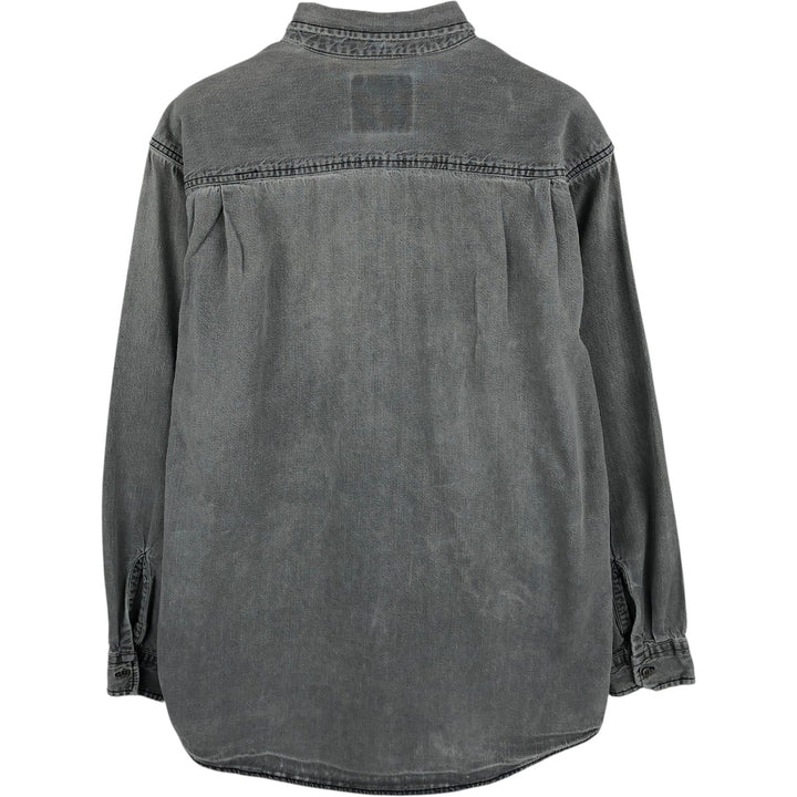 90'S Vintage Levi's Long Sleeve Denim Shirt, Men's Size Medium cotton gray type Vintage Second Hand