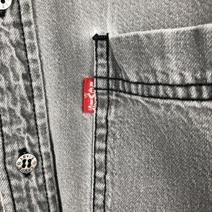 90'S Vintage Levi's Long Sleeve Denim Shirt, Men's Size Medium cotton gray type Vintage Second Hand