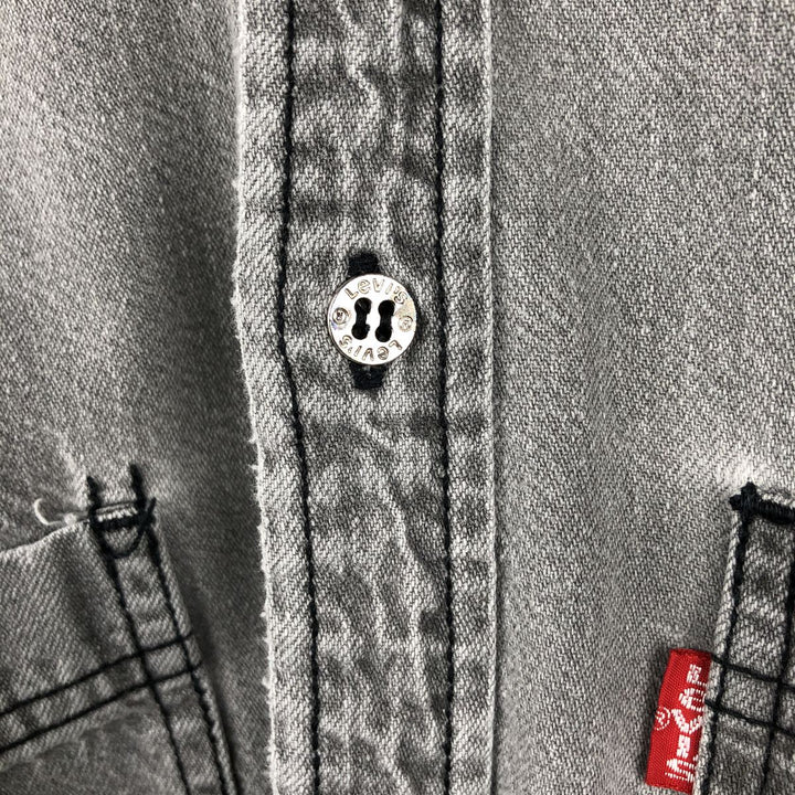 90'S Vintage Levi's Long Sleeve Denim Shirt, Men's Size Medium cotton gray type Vintage Second Hand