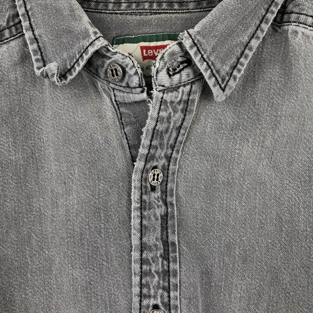 90'S Vintage Levi's Long Sleeve Denim Shirt, Men's Size Medium cotton gray type Vintage Second Hand