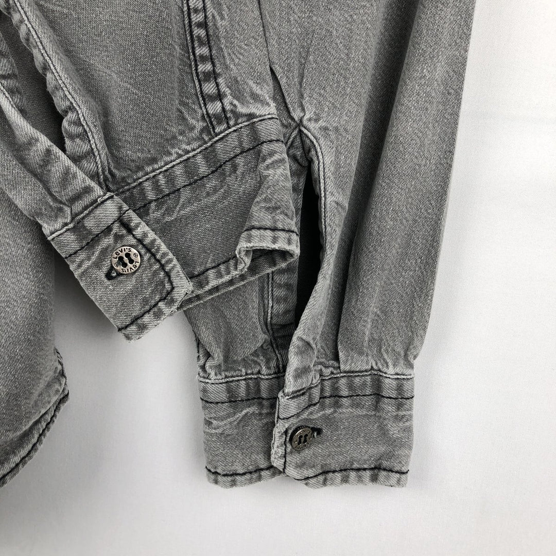 90'S Vintage Levi's Long Sleeve Denim Shirt, Men's Size Medium cotton gray type Vintage Second Hand
