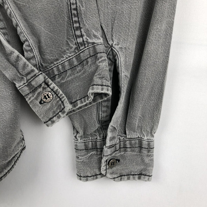 90'S Vintage Levi's Long Sleeve Denim Shirt, Men's Size Medium cotton gray type Vintage Second Hand