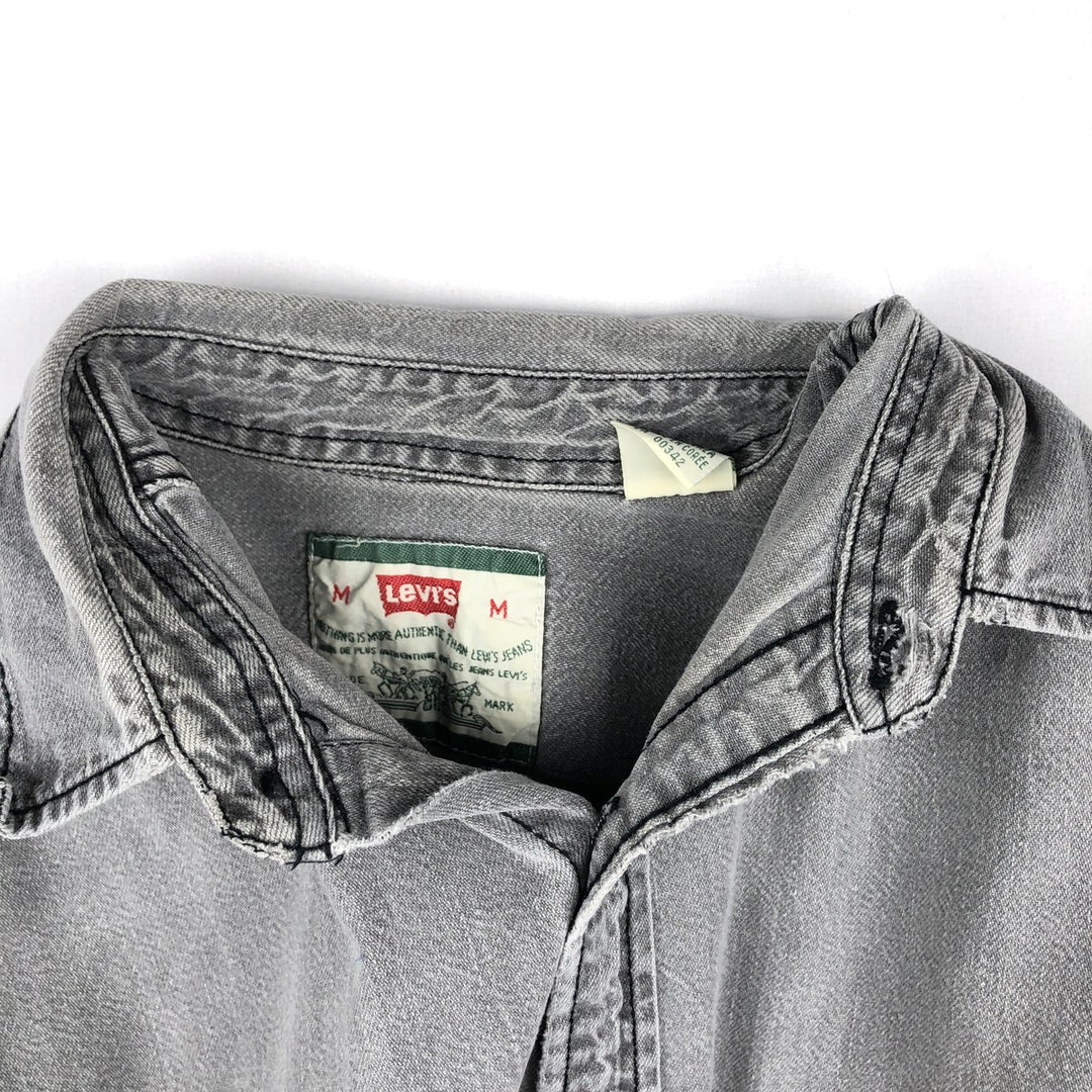 90'S Vintage Levi's Long Sleeve Denim Shirt, Men's Size Medium cotton gray type Vintage Second Hand