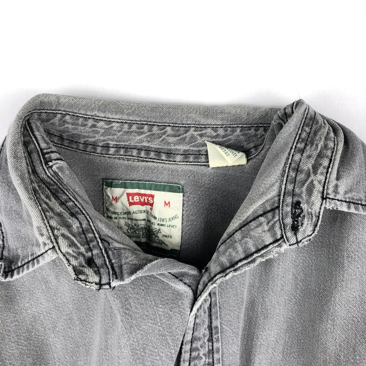 90'S Vintage Levi's Long Sleeve Denim Shirt, Men's Size Medium cotton gray type Vintage Second Hand