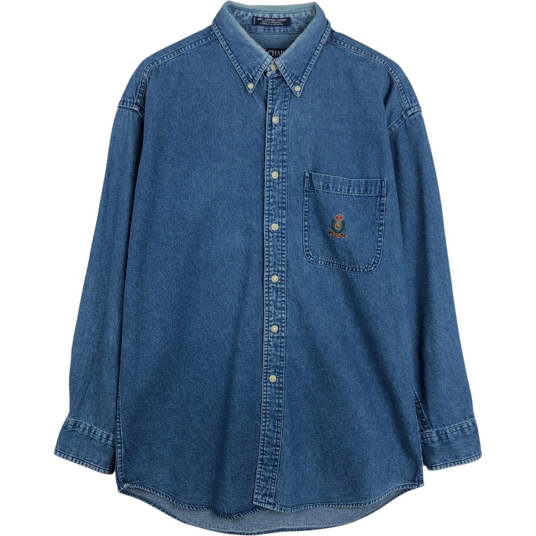 Ralph Lauren Chaps long-sleeved button-down denim shirt, men's size M cotton blue type Vintage Second Hand