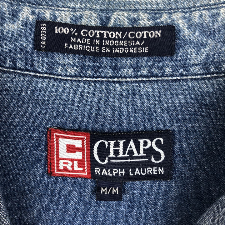 Ralph Lauren Chaps long-sleeved button-down denim shirt, men's size M cotton blue type Vintage Second Hand