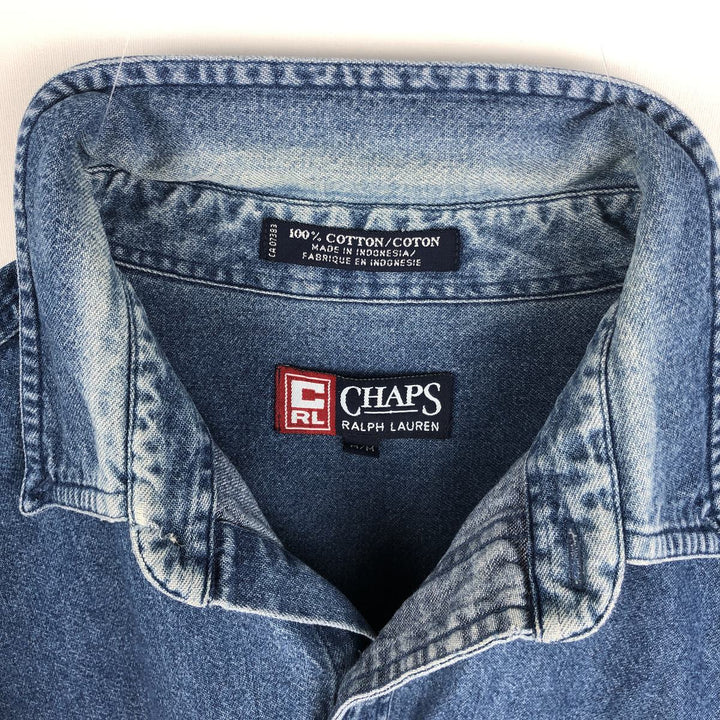 Ralph Lauren Chaps long-sleeved button-down denim shirt, men's size M cotton blue type Vintage Second Hand