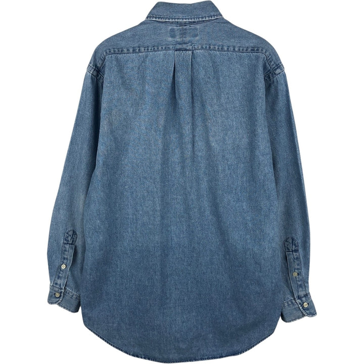Ralph Lauren BLAIRE Long-Sleeve Button-Down Denim Shirt, Men's Size S (approx.) cotton Blue type light blue Vintage Second Hand