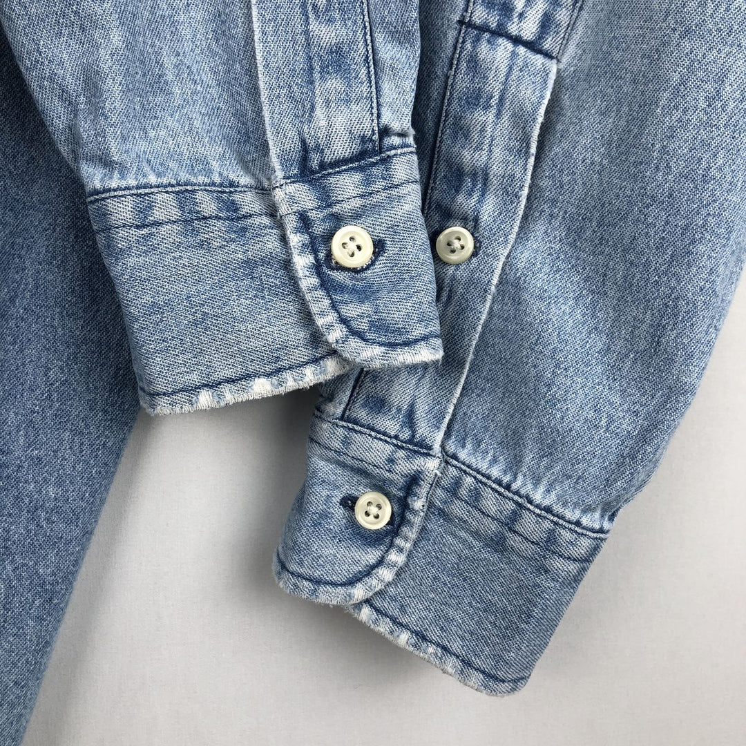 Ralph Lauren BLAIRE Long-Sleeve Button-Down Denim Shirt, Men's Size S (approx.) cotton Blue type light blue Vintage Second Hand