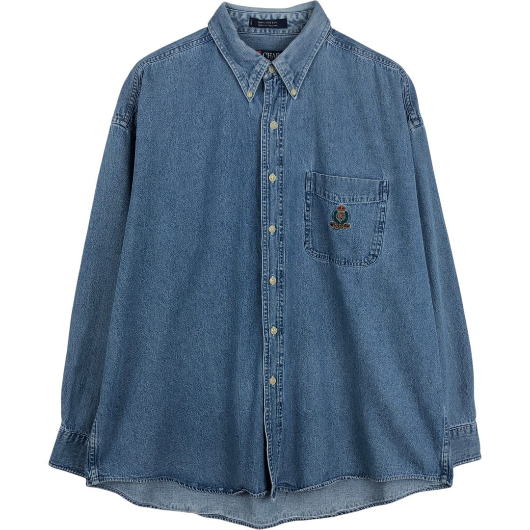 Ralph Lauren CHAPS Long Sleeve Button Down Denim Shirt Men's XL cotton blue type Vintage Second Hand
