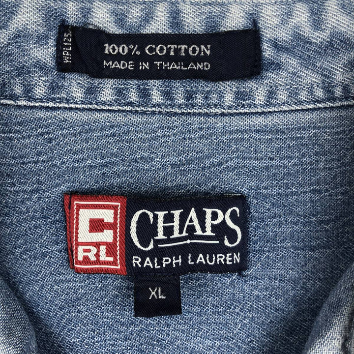 Ralph Lauren CHAPS Long Sleeve Button Down Denim Shirt Men's XL cotton blue type Vintage Second Hand