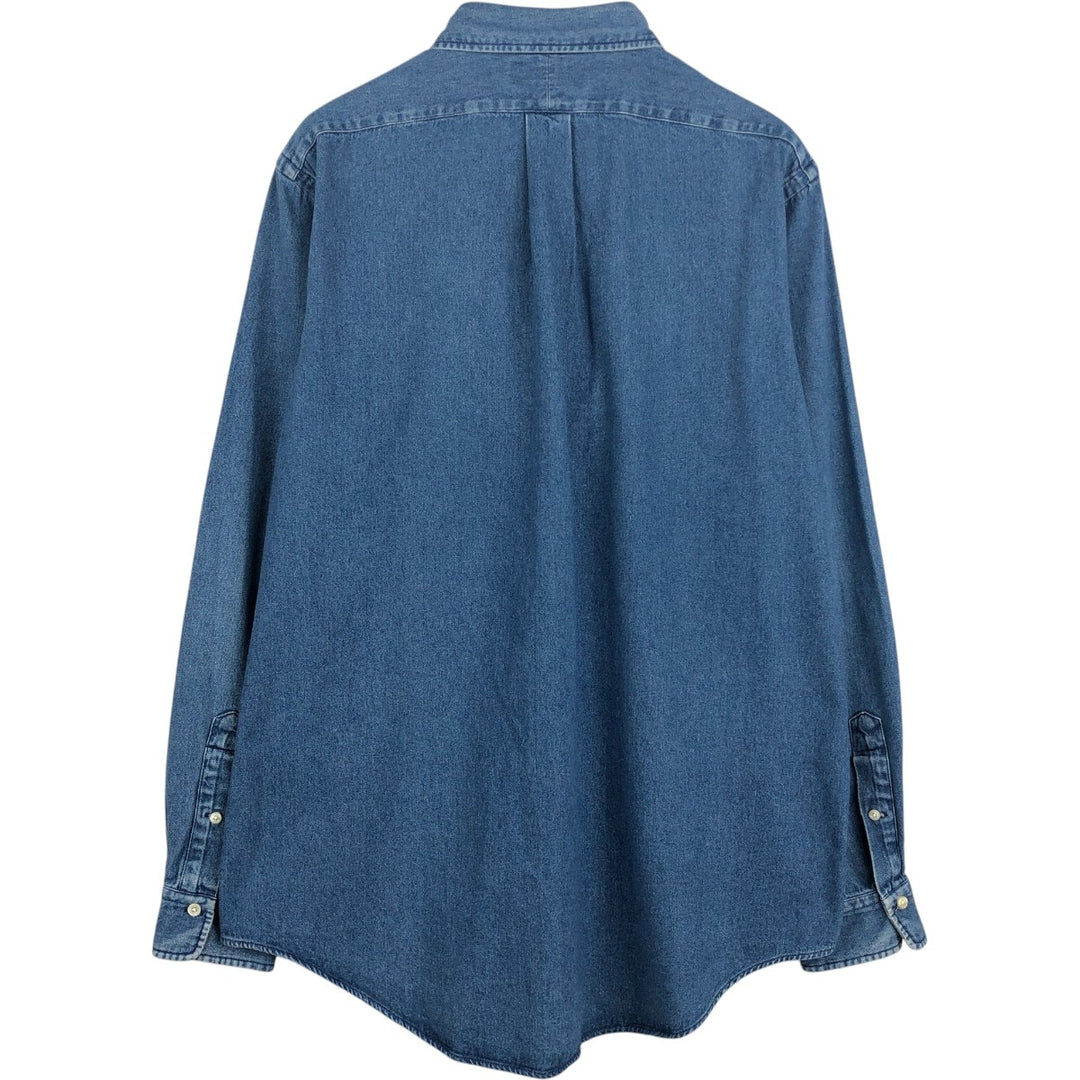Ralph Lauren long sleeve button down denim shirt, men's XL size cotton blue type Vintage Second Hand