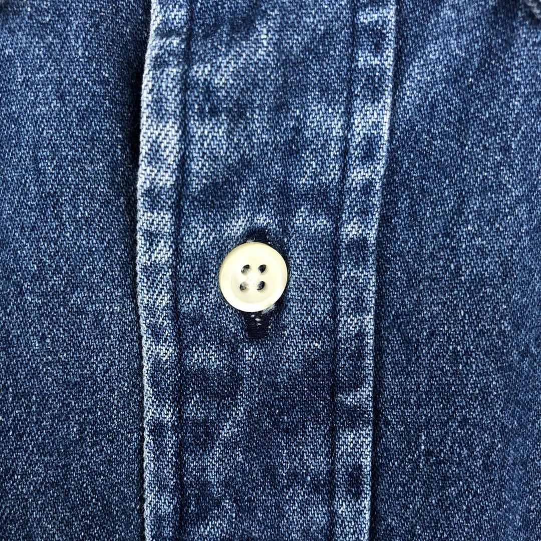 Ralph Lauren long sleeve button down denim shirt, men's XL size cotton blue type Vintage Second Hand