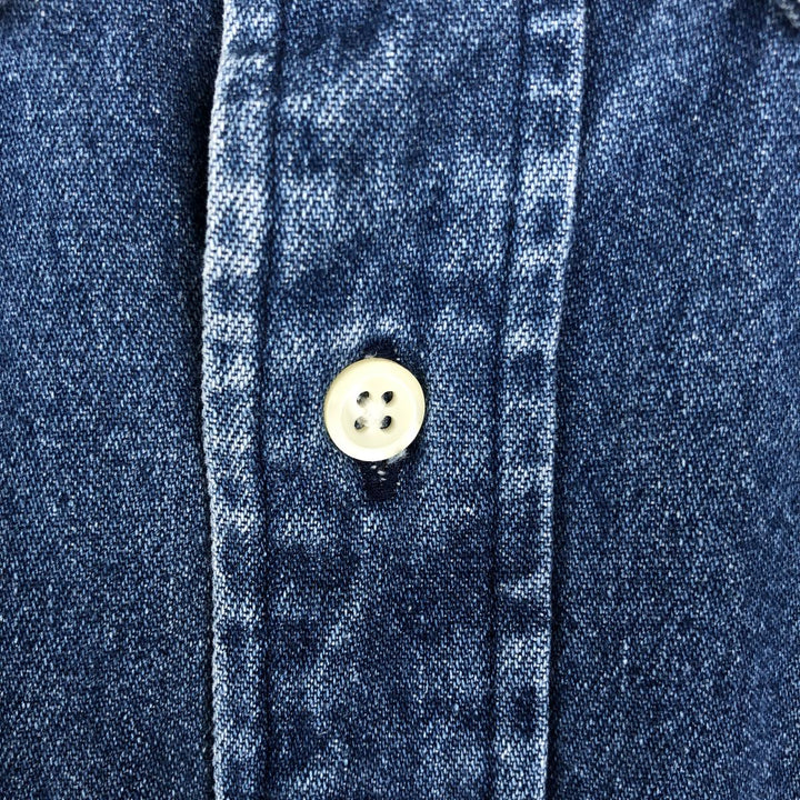 Ralph Lauren long sleeve button down denim shirt, men's XL size cotton blue type Vintage Second Hand